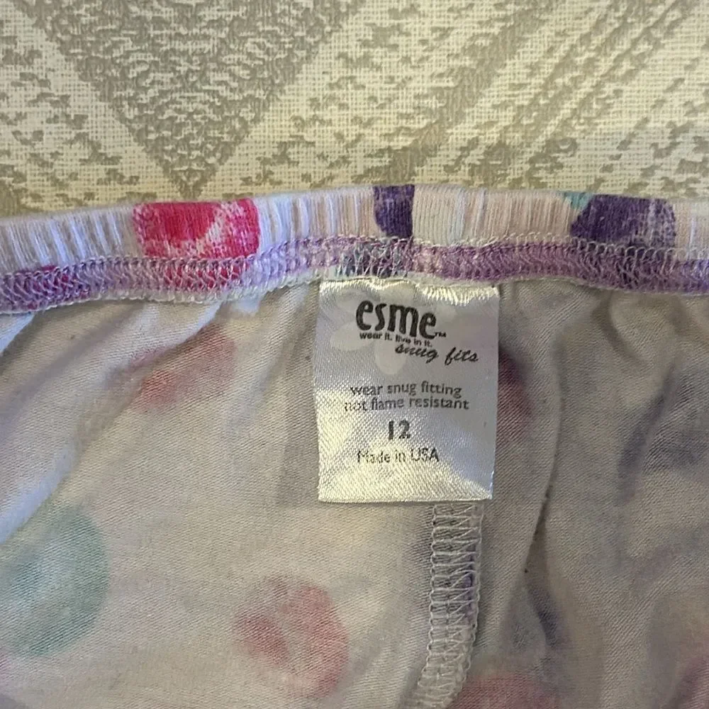 Esme Girls Lavender with Lace Trim Fruit Loop Tank & Pants Pajama Set - Size 12